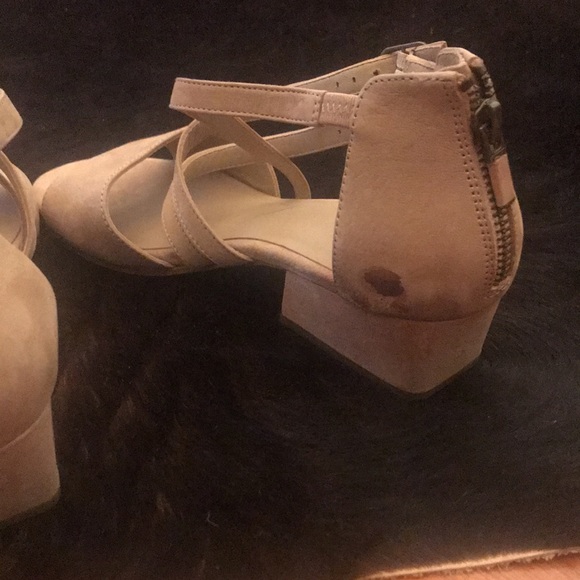 NEW Eileen Fisher women Sandals Kyra tan Nubuck Leather Open Peep Toe Size 7.5 - Picture 5 of 13